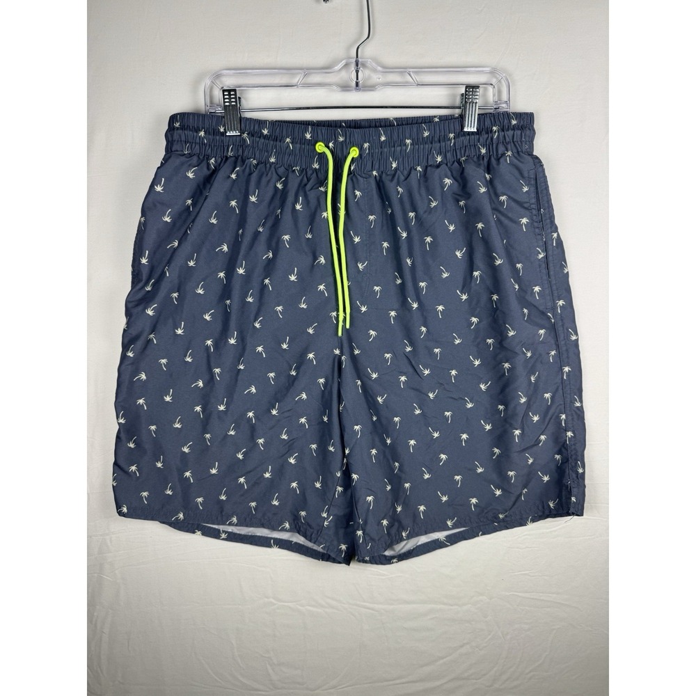 Old Navy Swim Trunks Men's Large Blue Palm Tree Print Board Shorts Mesh Lined